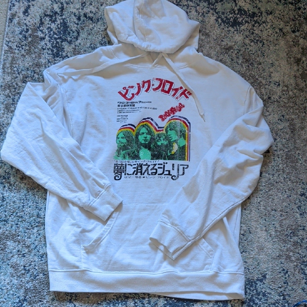 Pink Floyd White Hoodie with Graphic Design